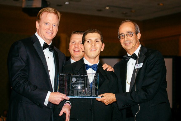 NFL Commissioner Roger Goodell, Victor Lystedt, Zackery Lystedt, and Richard H. Adler (photo credit: Nate Gowdy)