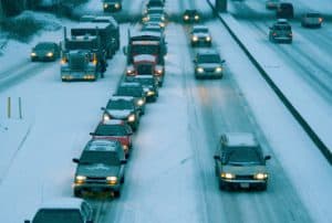 Traffic in winter snow